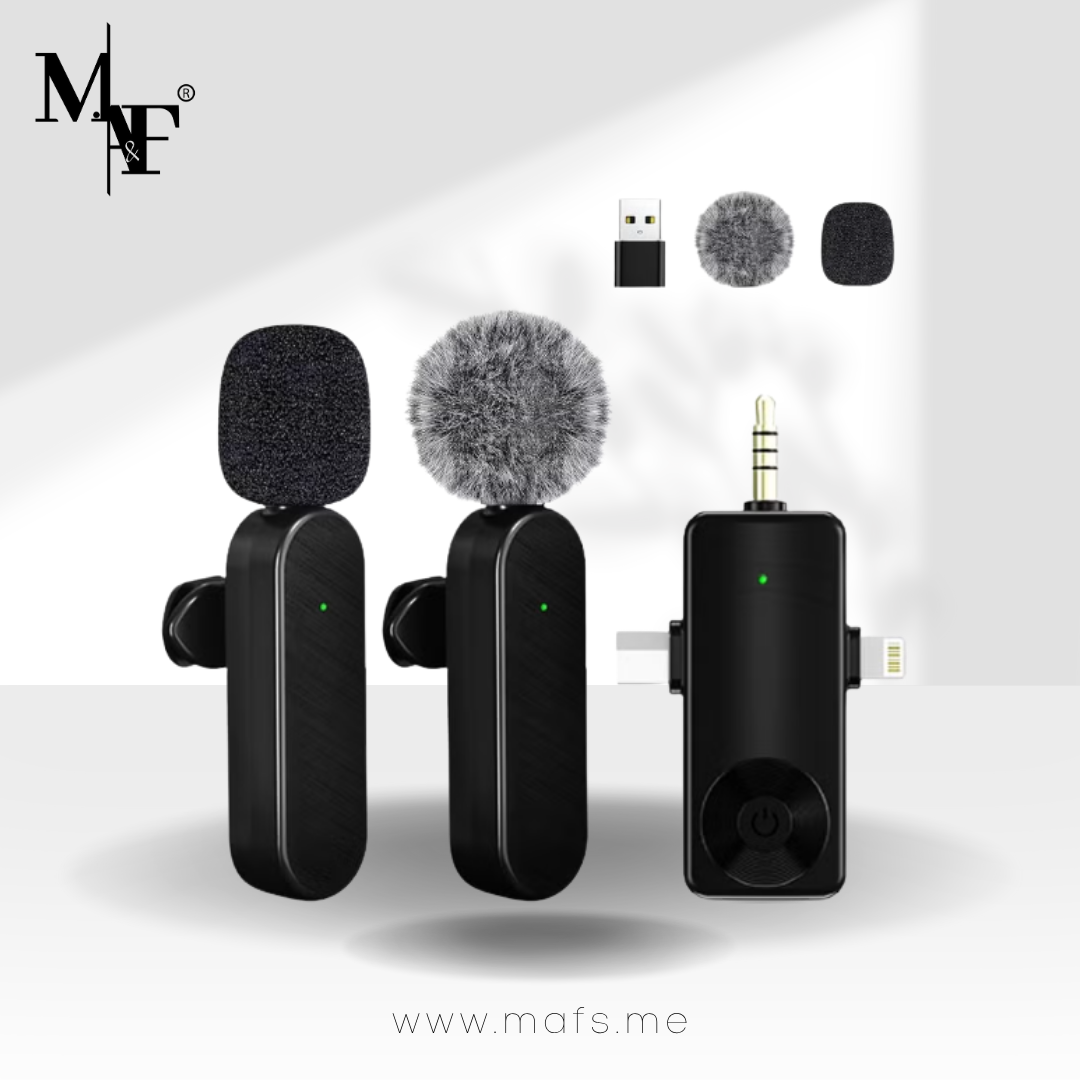 M.A&F's Mini Microphone for iPhone Android Camera iPad USB-C, 4 in 1 Professional Wireless Lavalier Lapel Microphone for Recording, Live Stream, YouTube, Facebook, TikTok, Vlog (2 Pcs)