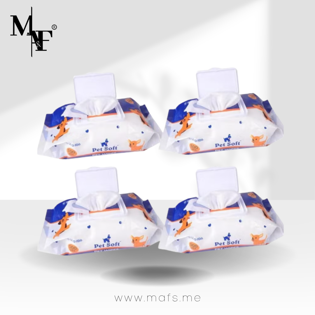 M.A&F's Dog Wipes Cleaning Deodorizing Grooming Wipes Hypoallergenic Puppy Paw Wipes for Doggie Cat Face Body Bult Eye Extra Thick Strong Soft Alcohol Free 8X6 INCH (4 bag=400 pieces)